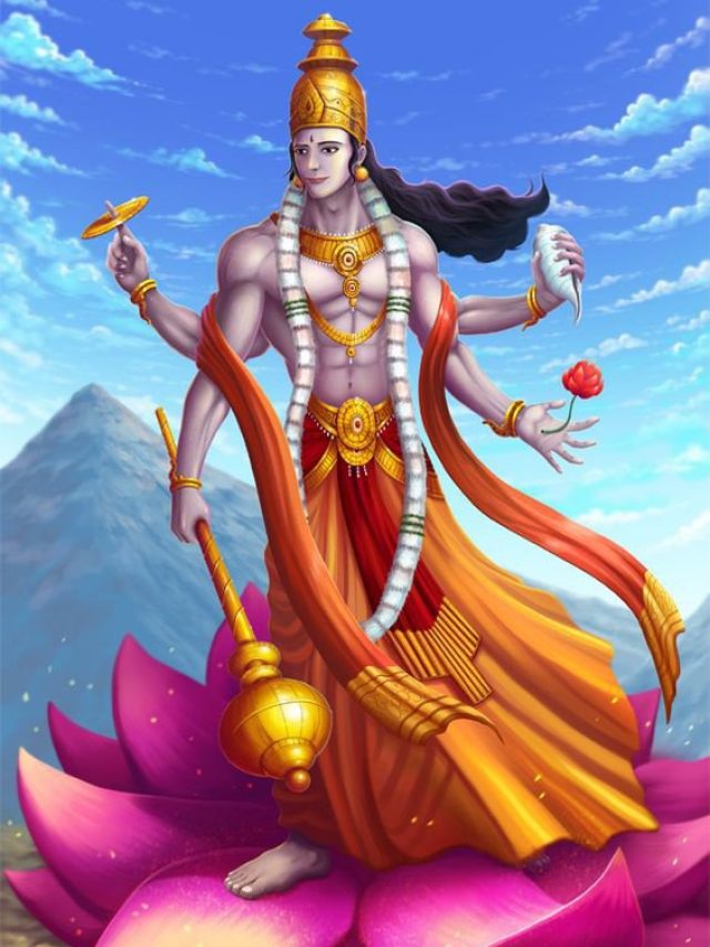 What do the symbols related to Bhagwan Vishnu represent?